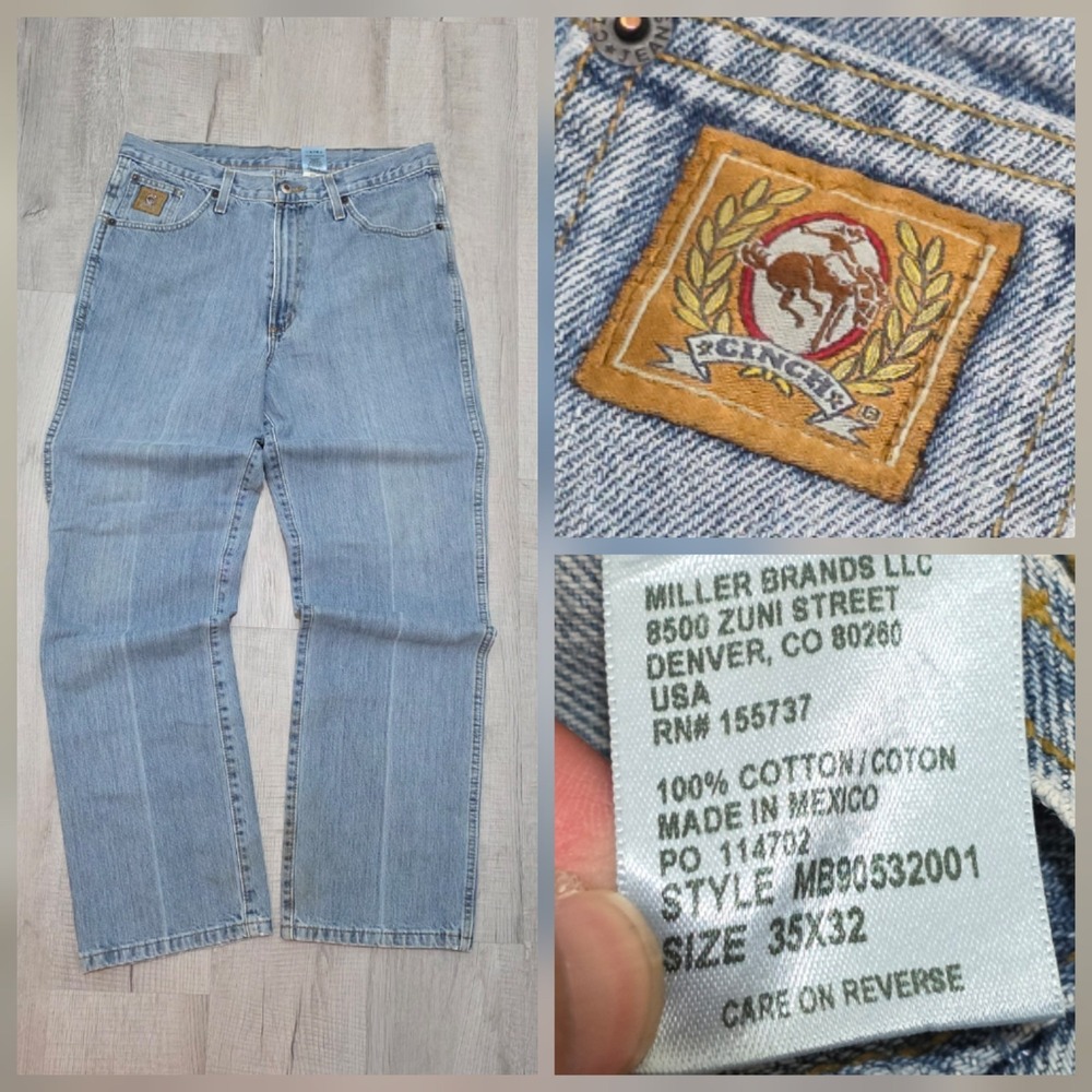 Cinch Bronze Label Jeans 35x32 Slim Fit Tapered Leg Western Cowboy Denim